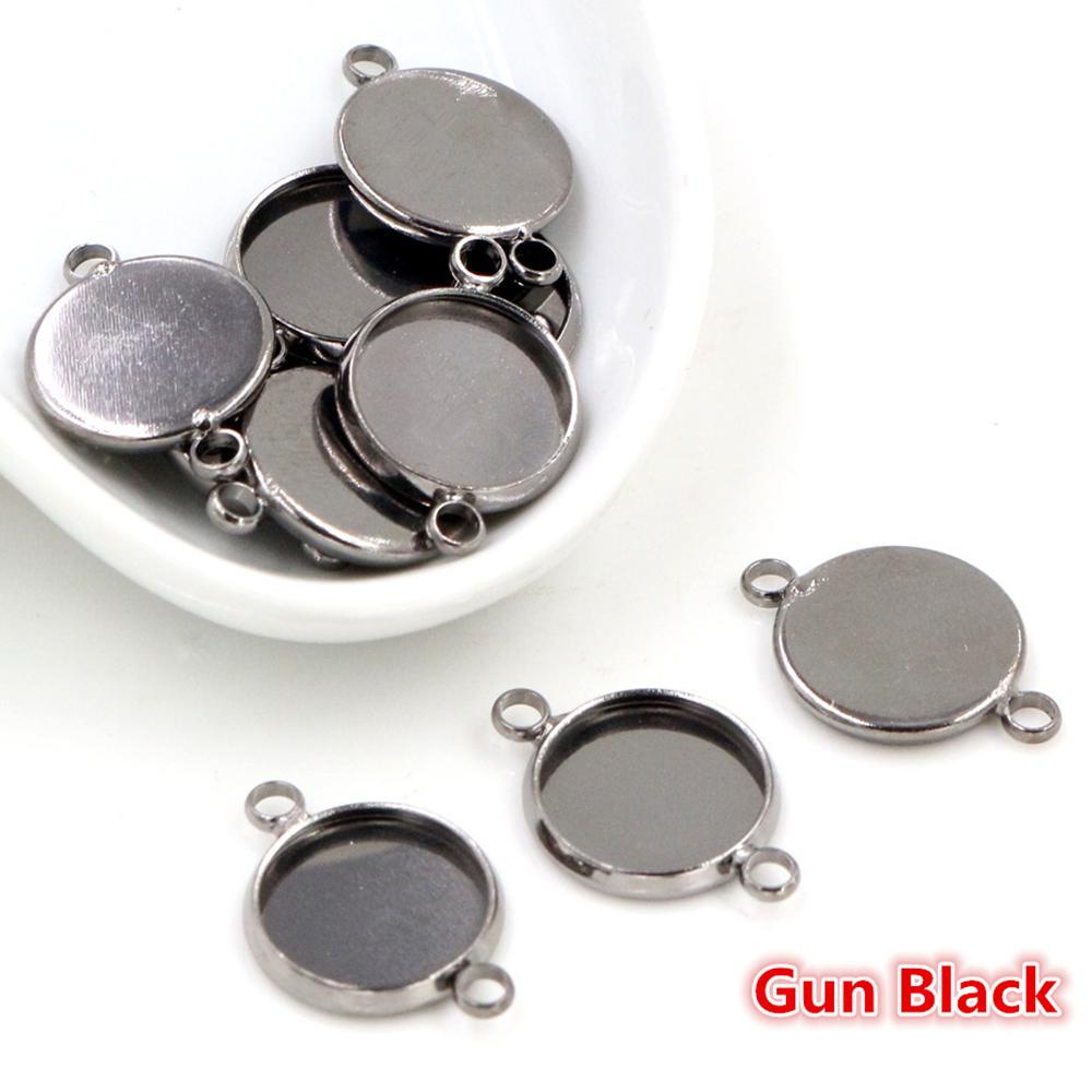High Quality  10mm 12mm 14mm 16mm 18mm 20mm Inner Size Double Loops Iron Cabochon Base Cameo Setting Charms Pendant