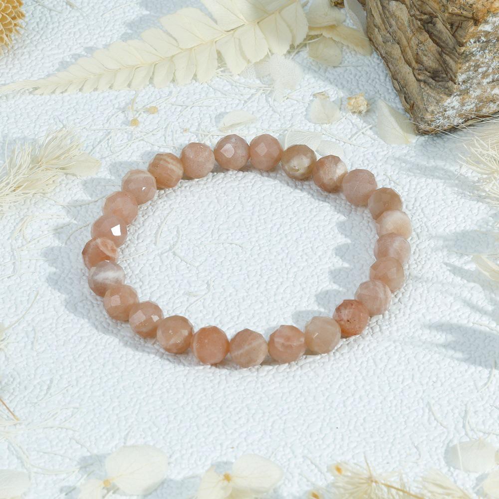 European Multi-Color Faceted Beaded Elastic Bracelet, Stackable Semi-Precious Stone Design