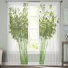 Bamboo Tree Green Plant Sheer Curtains for Living Room Transparent Tulle Window Curtain Bedroom Kitchen Home Decor Veil Drapes