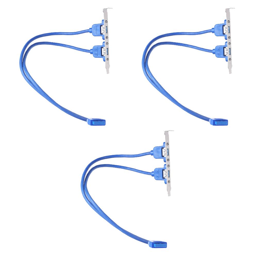 1-5Pcs Motherboard USB 3.0 20 Pin to Dual USB3.0 Baffle Adapter Cable USB 3.0 Back Panel Expansion Bracket for PC Computer Blue