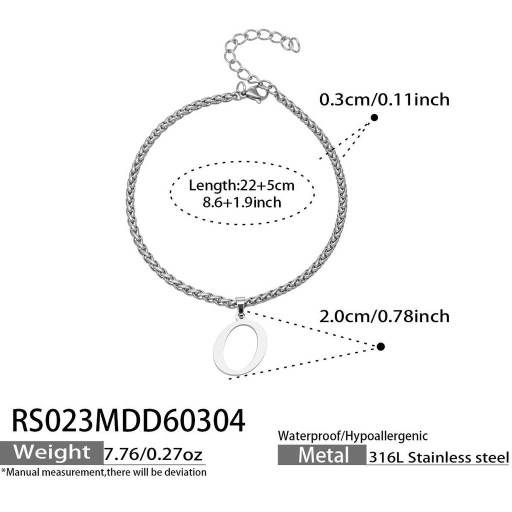 26-Letter Pendant Anklet: Stainless Steel Simple Design Foot Jewelry