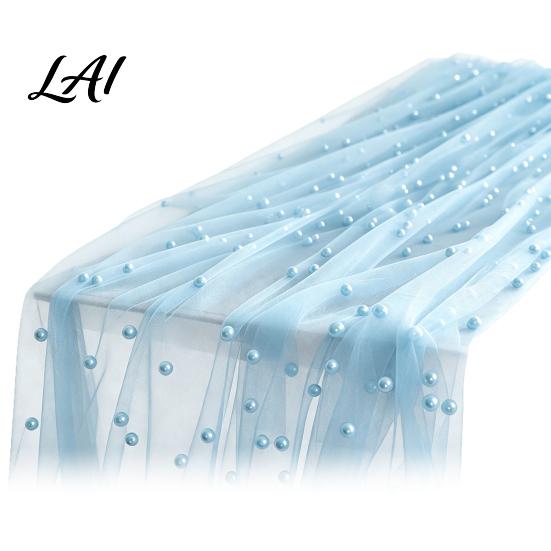 Versatile Table Runner for Holidays Faux Pearl Runner Sheer Tulle Washable Dining Room Elegant Overlay Weddings Holiday Parties Dreamy Decor