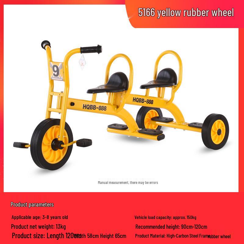 Children's Double Pedal Tricycle with Basket for Outdoor Play