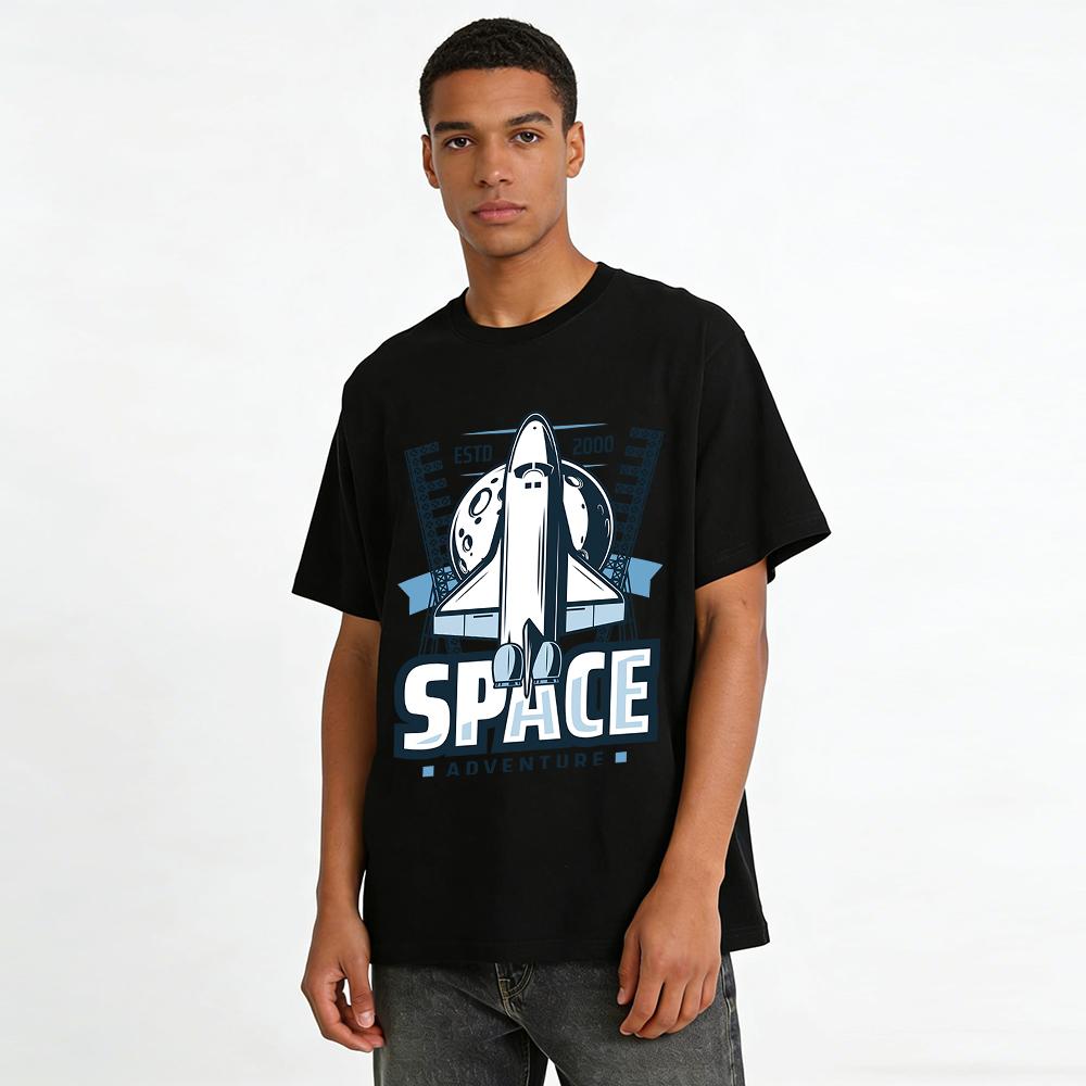 Vintage Space Shuttle Abenteuer Grafik T-Shirt Unisex Lässig Cooles Oberteil Reines Baumwoll-T-Shirt
