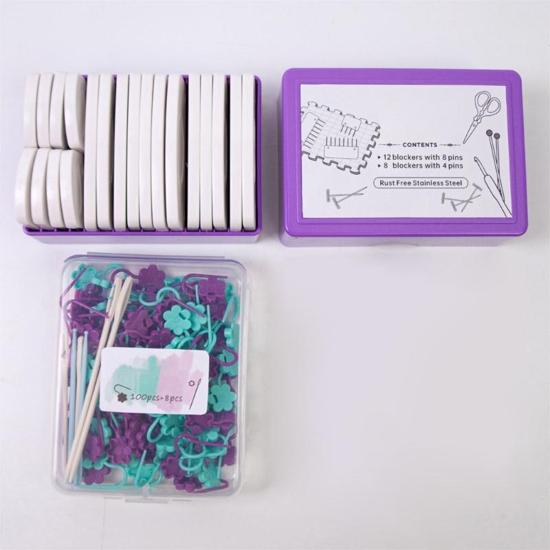 Knit Blocking Comb Set Stitching Markers Blocking Knit Combs Set Large Eye Knitting Needle for Needlework Projects