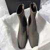 Square Ankle Boots Autumn Comfortable Soft Leather High Heel Boots Women's Fashion Zipper Simple Temperament Women's Shoes