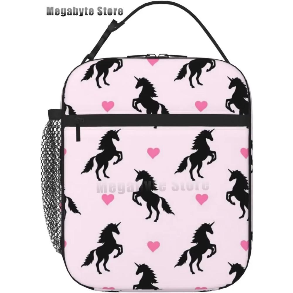 Horse And Flower Lunch Box Insulated Lunch Bags Zipper Lunch Bag Cooler Tote Bag For Teens Men Women Office Picnic
