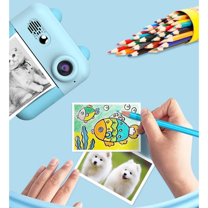 Kids Print Camera Photography with Rechargeable Battery and Paper for Creative Play