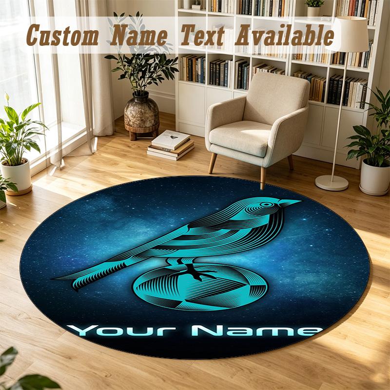 Round Rug Custom NameNorwich City Pattern Non Slip Carpet Home Floor Decor