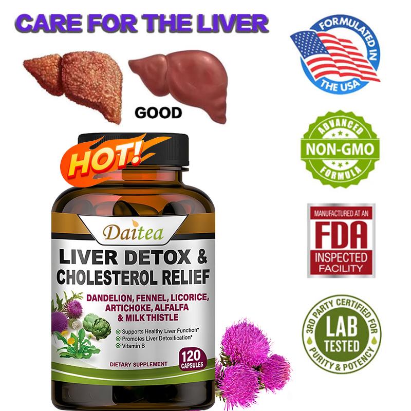 Liver Detoxification Soothing Capsules Milk Thistle and Dandelion Promote Lipid Reduction and Immune Enhancement 120 Capsules