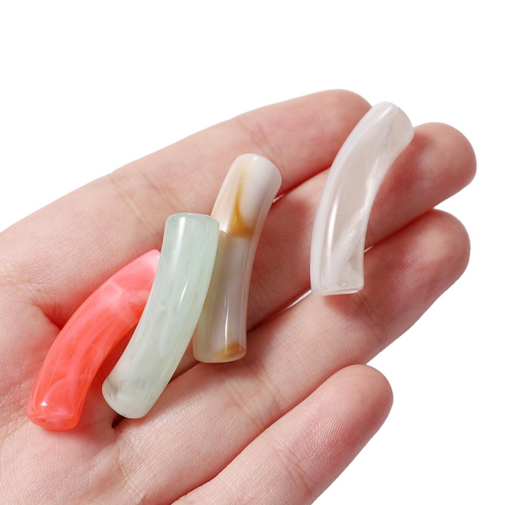 10pcs/lot 10*33mm Acrylic Beads Curved Tube Multicolor Loose Spacer Beads For Necklace Bracelets DIY Jewelry Making Accessories