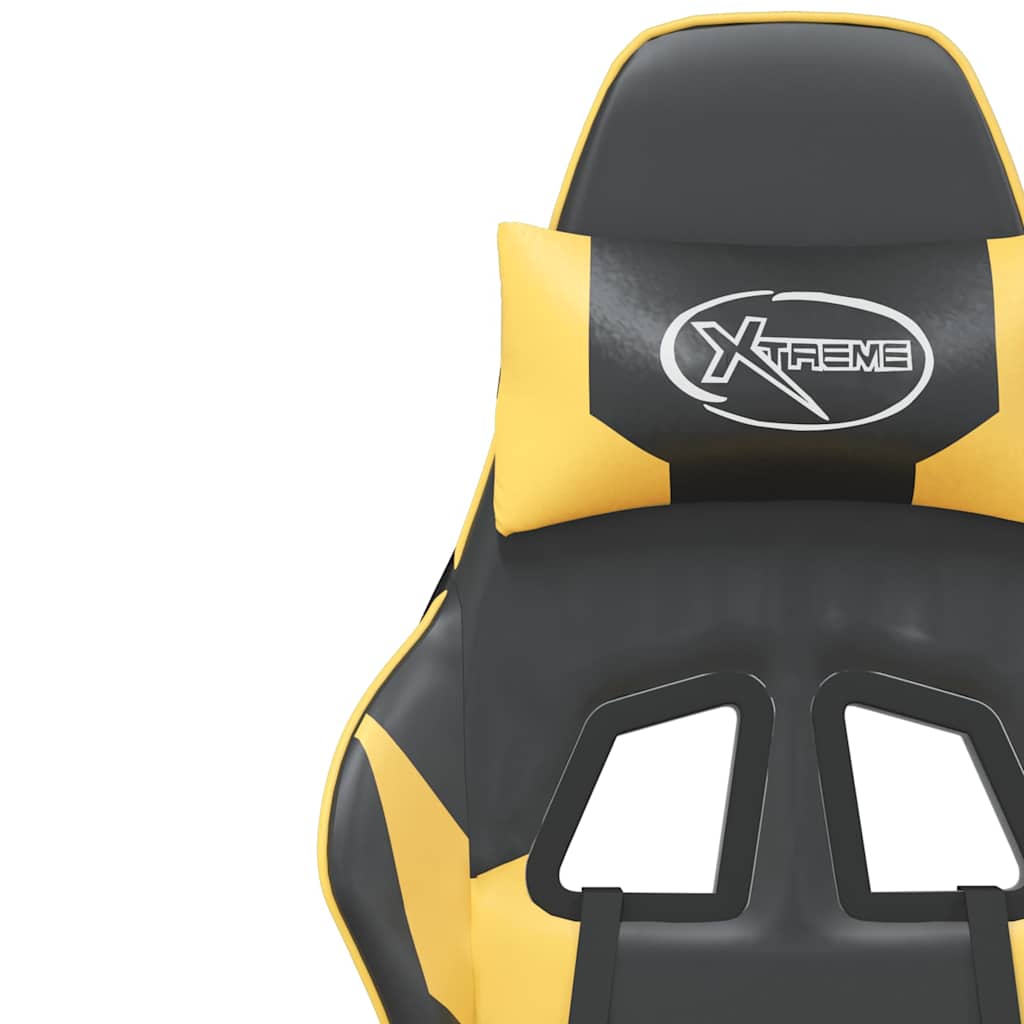 Gaming Chair In Black and Gold Artificial Leather