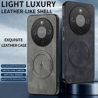 For Honor X9d 5G Case for Magsafe Luxury Sheep Skin Pu Leather Magnetic Matte Cover for Honor X9 D X9D X70 Anti-drop Bumper