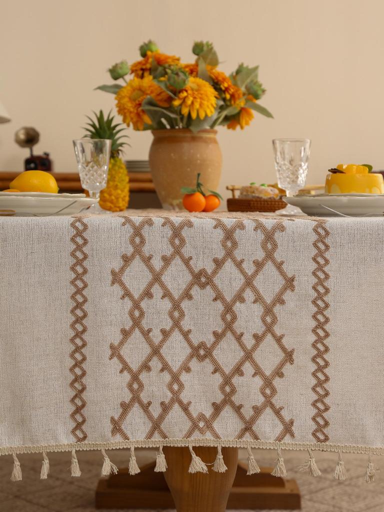 High-End Linen Tablecloth: Luxury Solid Color, Thickened, Oilproof, Non-slip Dining & Coffee Table Cover
