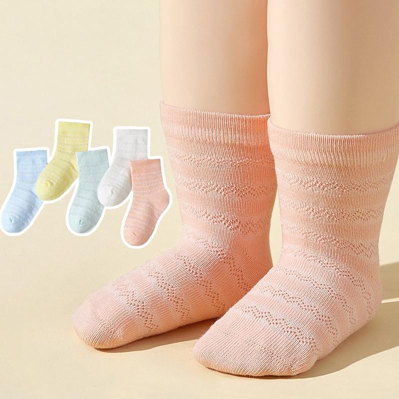 5Pairs Summer Baby Mesh Socks Sweat-absorbing Breathable Children Short Sock Candy Color Newborn Cotton Sock 0-2Year Footwear