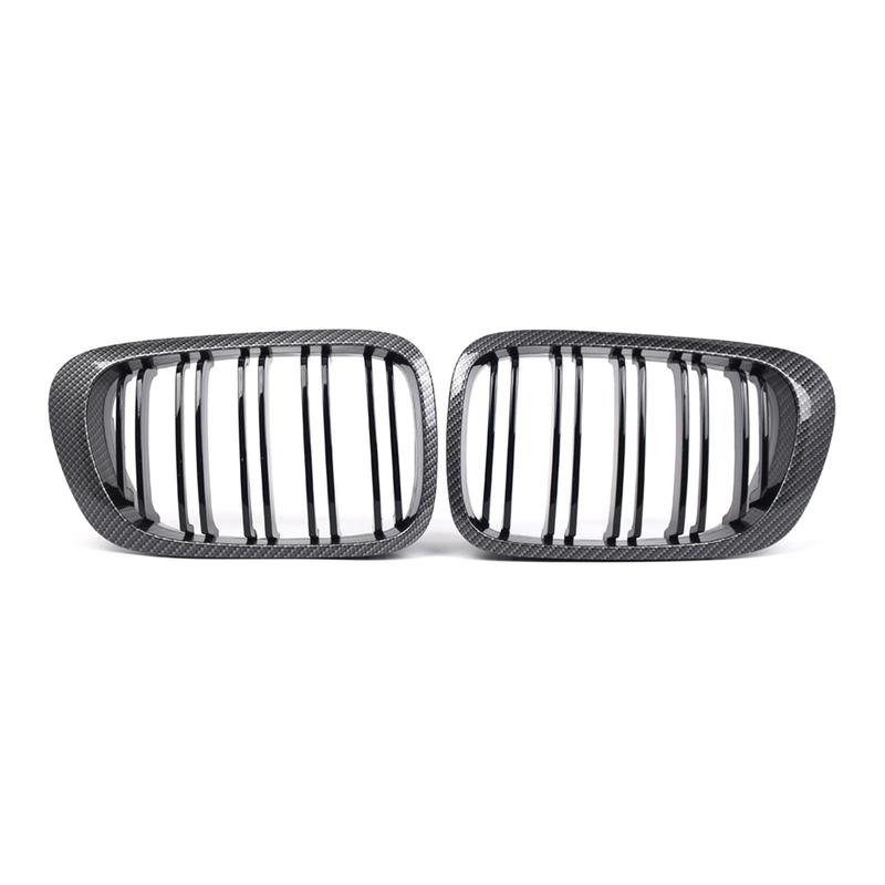 2Pcs Front Upper Chrome Frame Kidney Grilles Car Exterior Parts for BMW