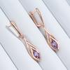 Shiny Purple Natural Zircon Long Dangle Earrings For Women  Rose Gold Color Vintage Ethnic Bride Daily Fine Jewelry