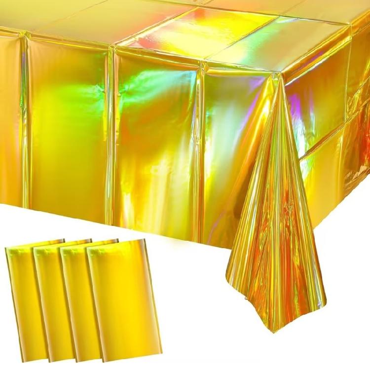 Color Changing Aluminum Film Tablecloth Disposable Water Resistant Stains Resistant For Instants Party Setups And Decoration