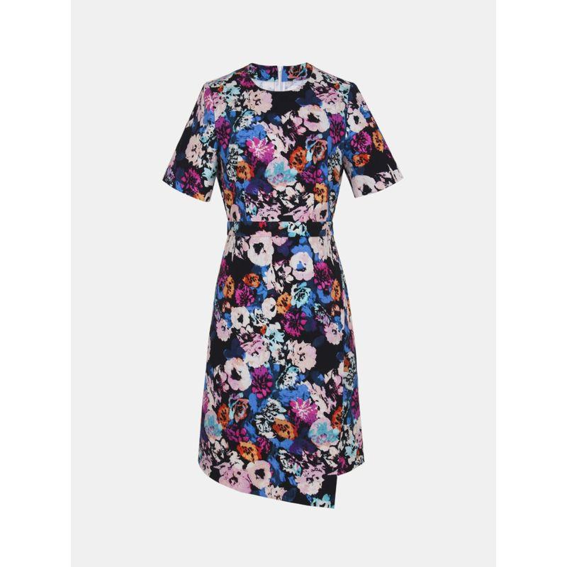 Blue Rose Plus size women clothing Women's Cotton Bubble Crepe Print Series ~ Short sleeve Dress Irregular Skirt