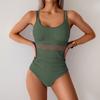 European and American One-piece Swimwear Women's One-piece Mesh Splicing Swimsuit Bikini