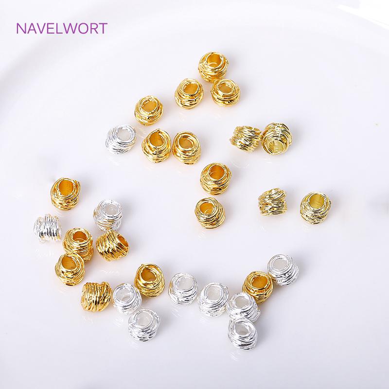 6*5MM 18K Gold Plated Irregular Spacer Beads,Brass Stripe Loose Beads For Bracelet Necklace Making Fittings,Supplies For Jewelry