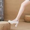 Spring New Inner Height Increase Thick Heel Mary Jane Women's Waterproof Table High-end Bow Wedding Shoes Single Shoes Bridesmaid Shoes
