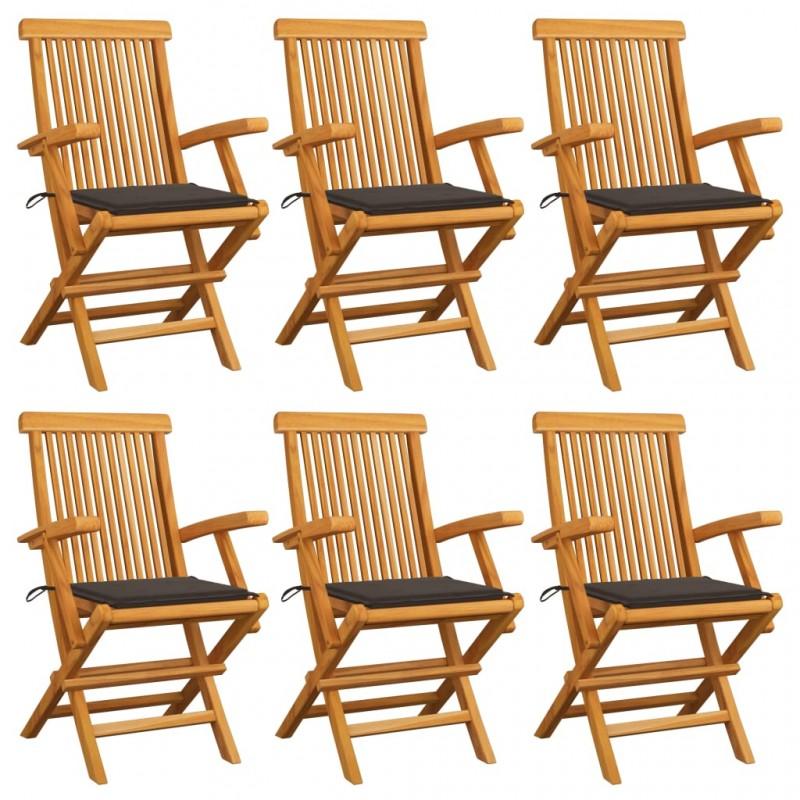 Day and Night - Day and Night Garden Chairs 6 Units Teak Wood with Taupe Gray Cushions