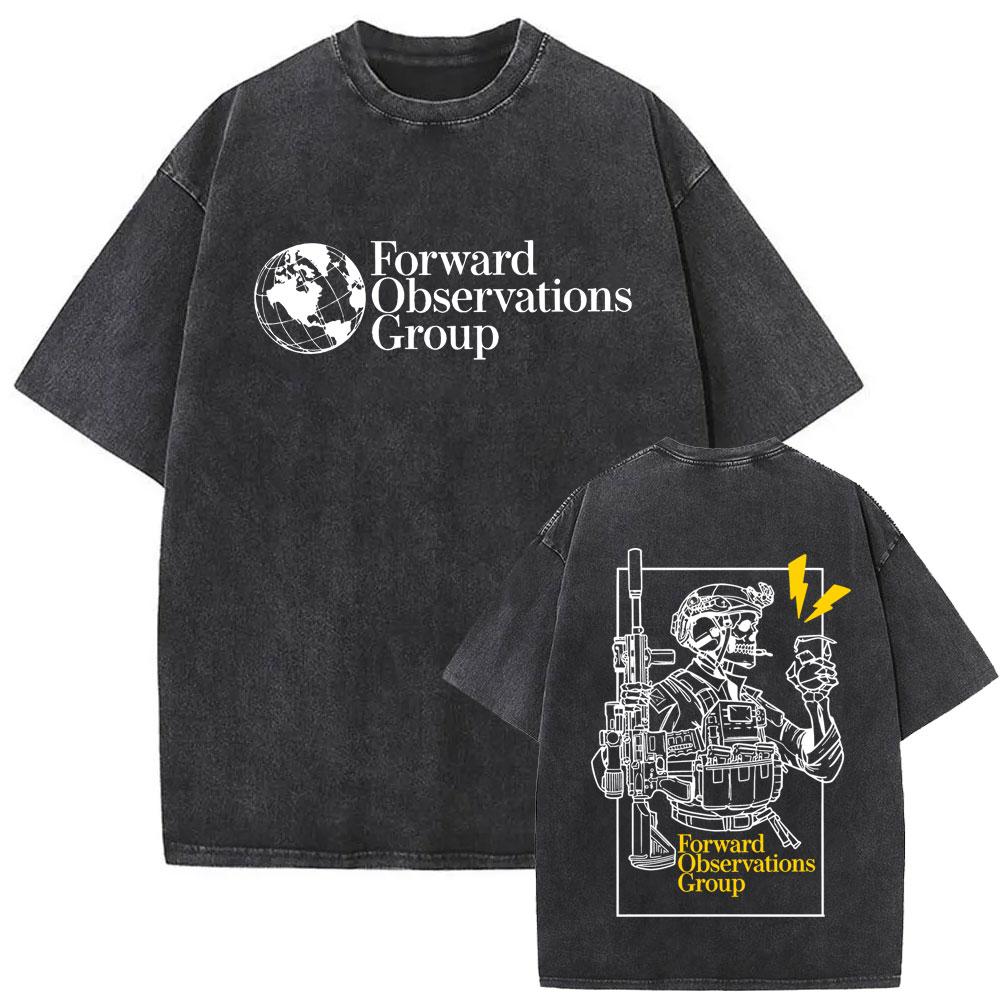Forward Observations Group Run Military Vintage Washed Tshirt Men Women Casual Funny Tshirt Mens Fashion Oversized Tshirts