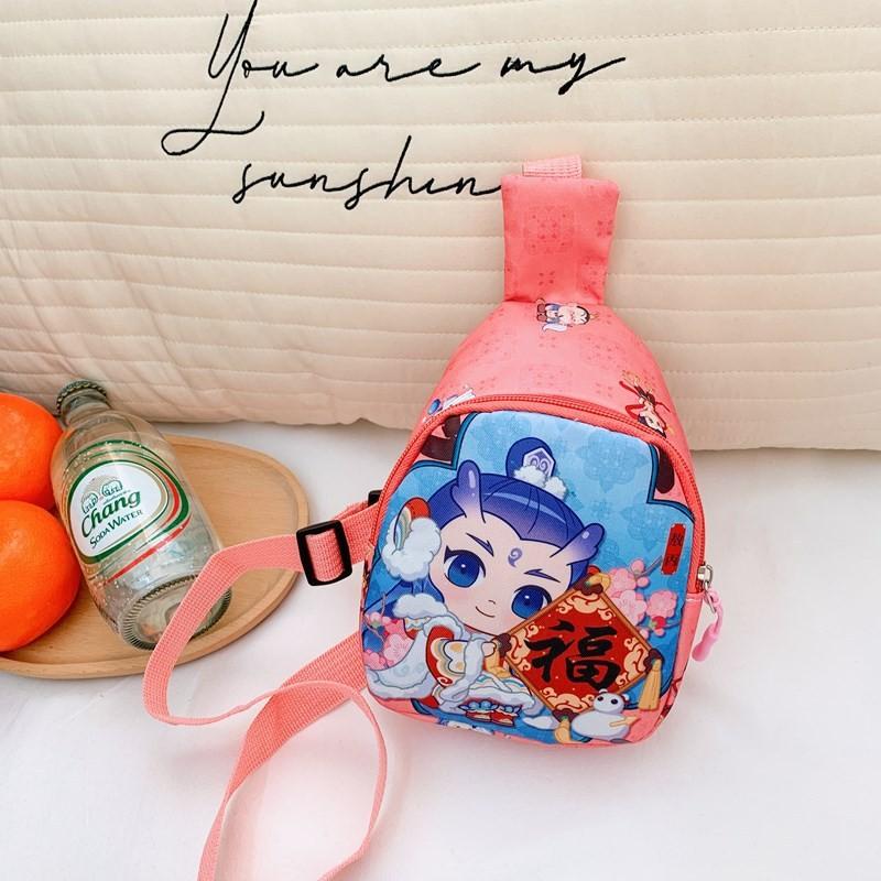 Ne Zha Ao Bing Print Kids Chest Bag With Polyester Fabric And Breathable Design For Preschool Children