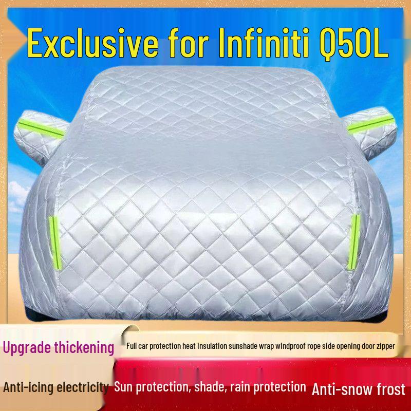 

Infiniti Q50L All-Weather Car Cover: Sun, Rain, Dust & Snow Protection with Thick Heat Insulation. Thickened Hail Protection, All Seasons