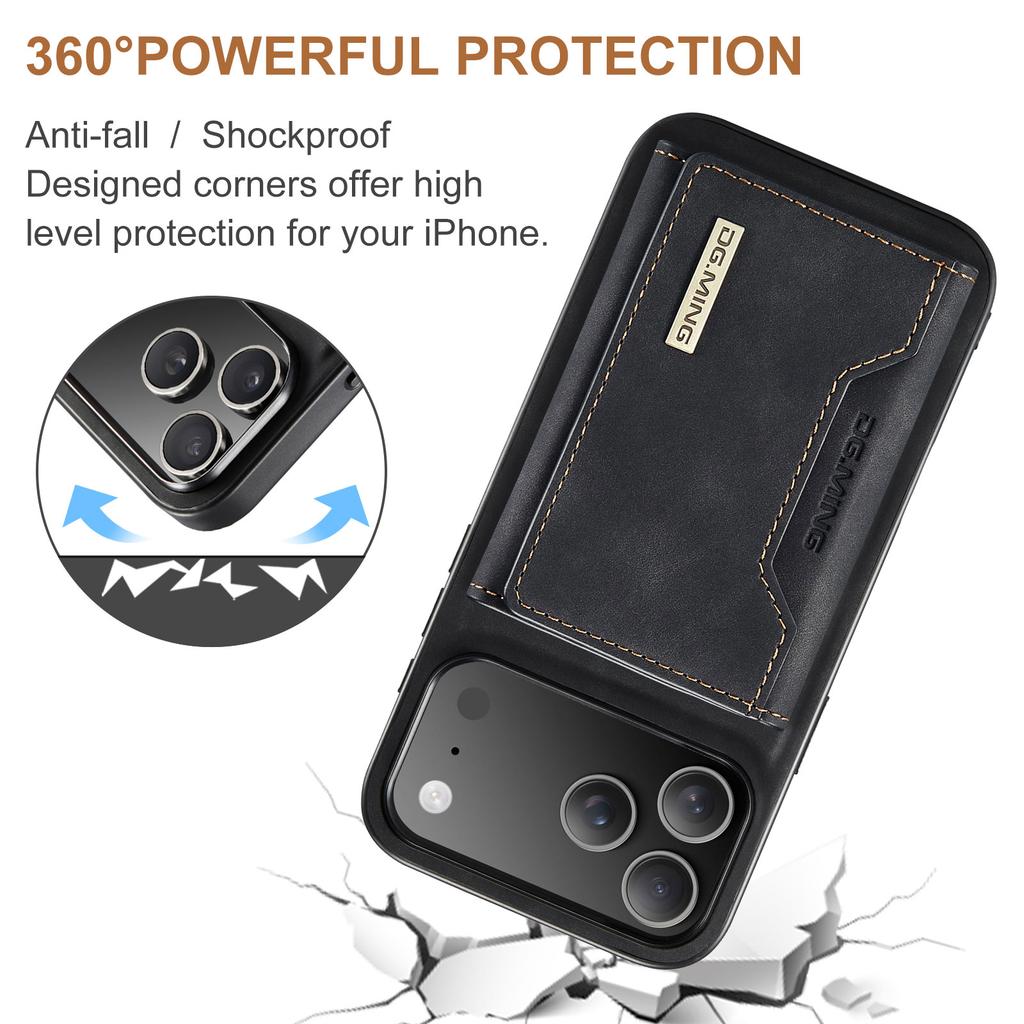 DG.MING M2 Series for iPhone 17 Pro Max Case PU+PC+TPU Phone Cover Detachable Wallet