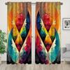 Cortinas de janela personalizadas baratas com 2 painéis de flores pintadas, impressas, para sala de estar, cortinas de janela, quarto, decoração de casa, porta