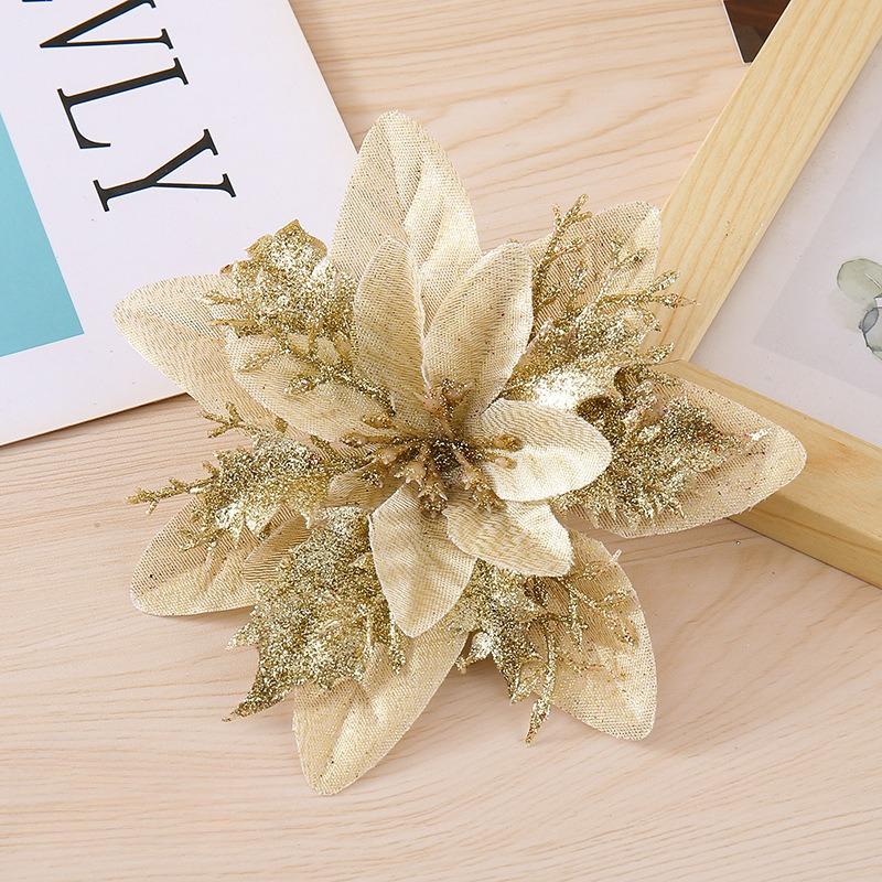 5 buc 14.5cm Sclipici Artificial Crăciun Flori Mreey Decorație Pom de Crăciun Ornamente An Nou Fericit Xmas Flori Artificiale natal