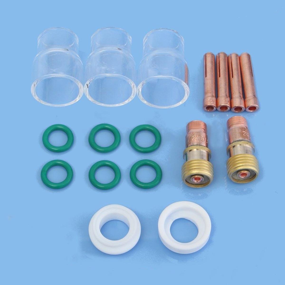 

17pcs New Welding Torch Gas Lens #12 Pyrex Cup Kit for TIG WP-17/18/26 Series