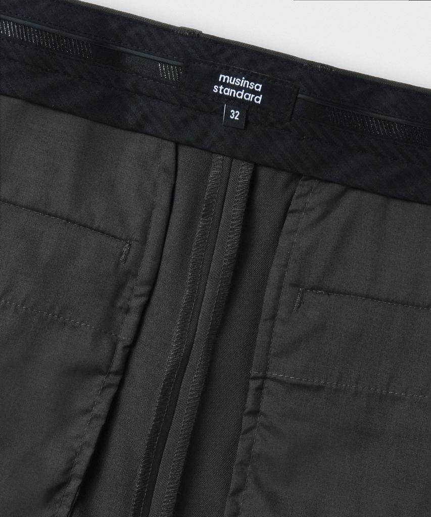 Musinsa Standard Wide Bermuda Hidden Banding Half Slacks [Dark Gray]