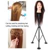 Wig Head Stand Mannequin Tripod Adjustable Hairdressing False Head Mold Stand BracketBlack