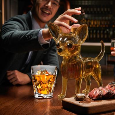 Lahve na alkohol Pes Skleněná láhev Karafa na whisky Úložná nádoba Zvířecí figurky Pro domácí dekoraci Vodka Tequila Bourbon Muži