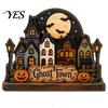 Haunted House Wall Decoration Halloween Wooden Hanging Pendant with Hemp Rope for Door Autumn Seasonal Art Decoration, Castle Ornaments Pumpkin Ghost