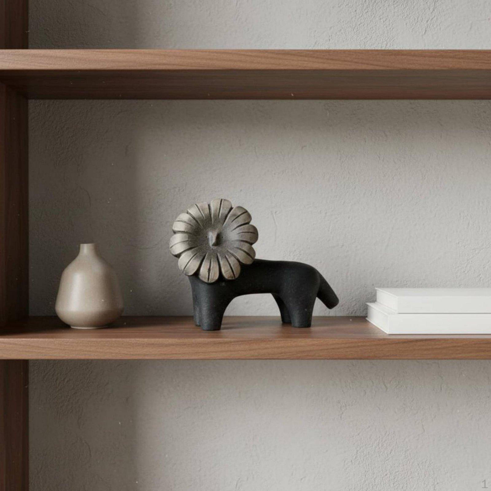 Lion Ornament WabiEarthy Elegance Statue Modern Minimalist Abstract Animal Sculpture