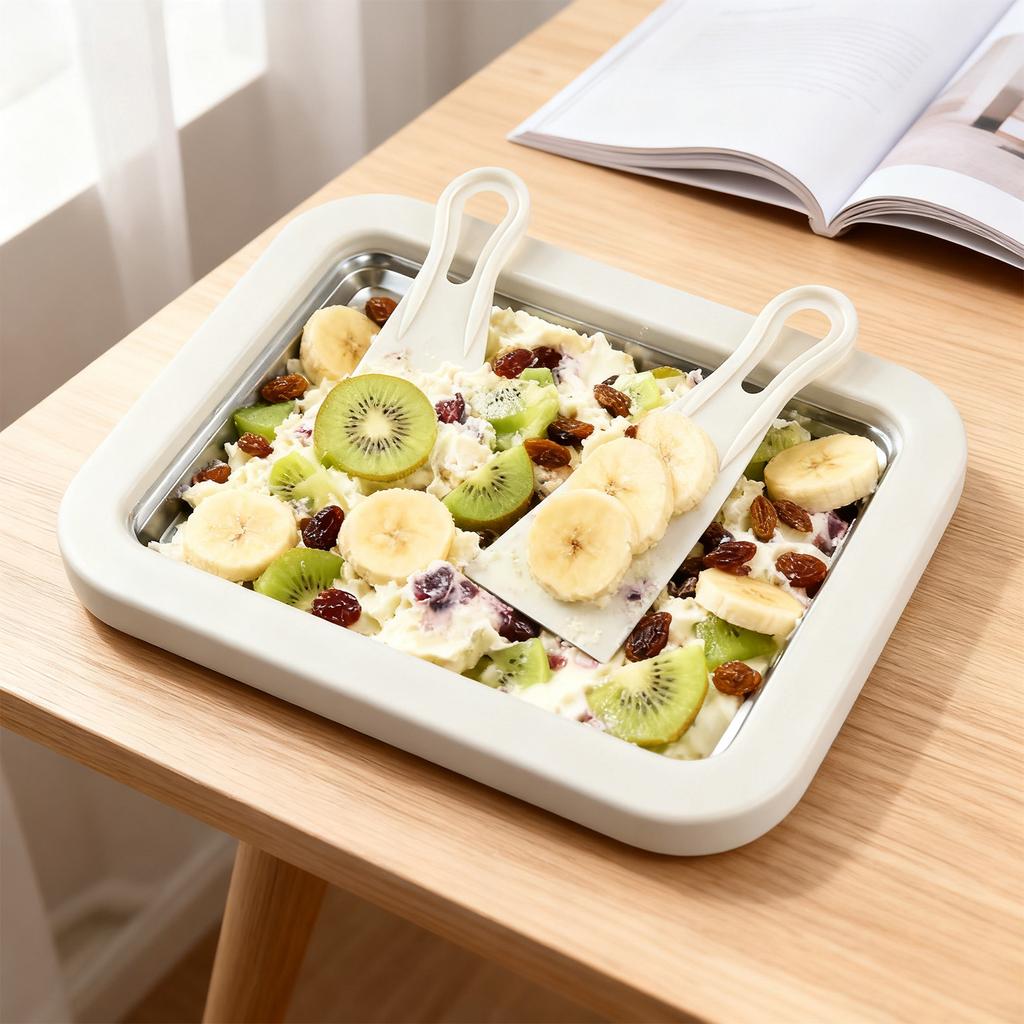 Rolled Ice Cream Maker, Non-Electric Ice Cream Roll Maker Machine, DIY Yogurt & Sashimi Dessert Maker With Fast Freezing Coolant, Easy To Use & Wash