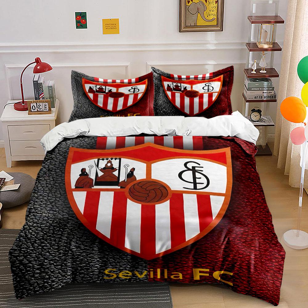Sevilla FC Logo Bedding Set Bedding Duvet Cover Set Duvet Cover Pillowcases (1 * Duvet Cover 2 * Pillowcases, without duvet insert)
