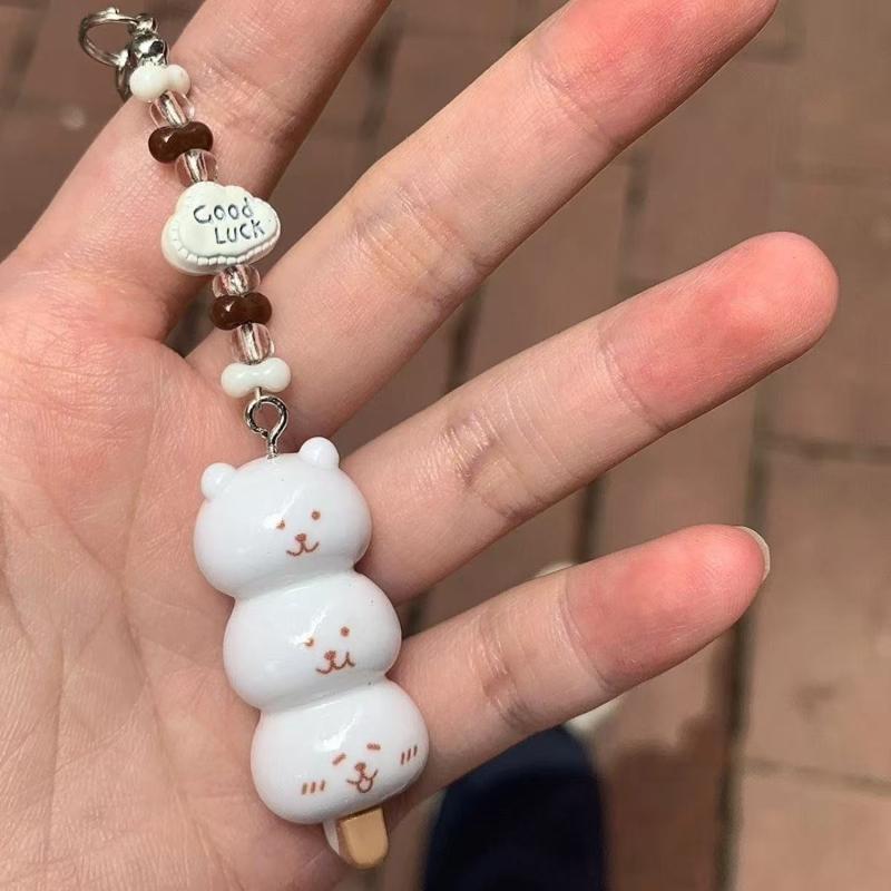 1 Piece Cartoon Animal Pendant Cute Stacked Ice Cream Bear Charm Phone Strap Anti-Lost Keychain Bag Decoration