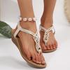 Fashion Casual Clip Toe Women Flat Sandals Crystal Wedges Flip Flops Shoes Woman 2025 Trend Summer Comfort Dress Bohemian Slides Mujer
