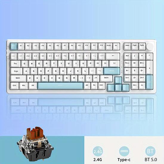 

Механическая клавиатура AJAZZ AK992 без подсветки, коричневый, синий, красный переключатель, беспроводная проводная горячая замена, трехрежимная прокладка, 99 клавиш для геймеров brown switch белый