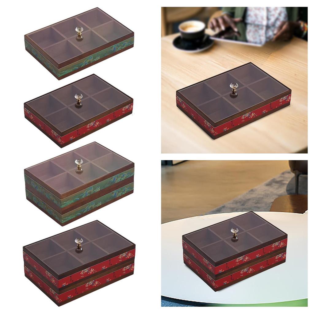 Divided Serving Tray Appetizer Decorative with Clear Lid for Candy And Fruits Dessert Cookies