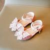SandaliaSuper Beauty Girl Shoe2024Summer New Bow Princess Shoe Fashion Sandals Soft Sole Dance Shoe Banquet Shoe Casual Kid Shoe