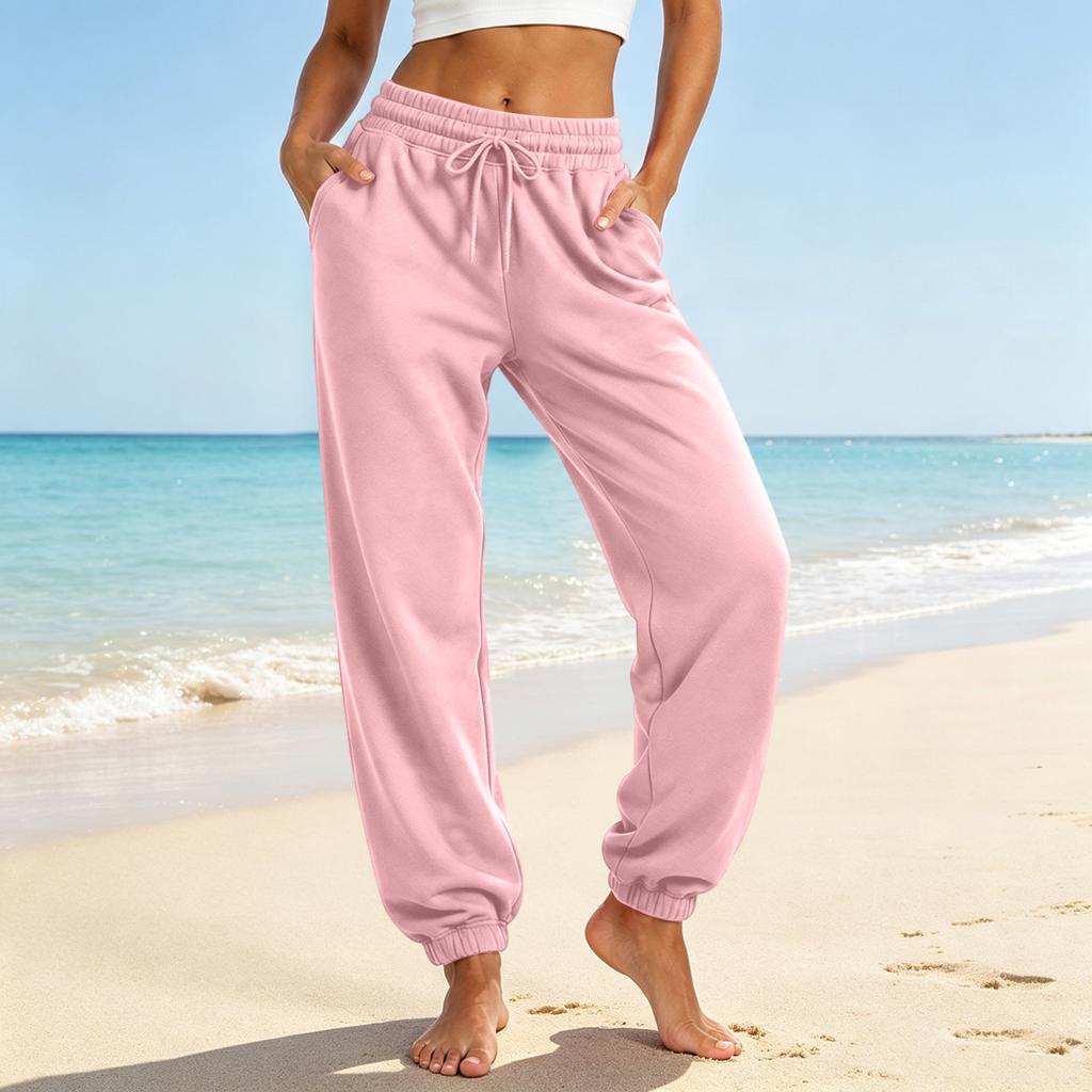 Pantalones Jogger Casuales para Mujer con Bolsillos, Color Pantalones Sueltos con Puños