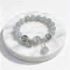 Dainty Blue Cats Eye Beaded Bracelet, Cute Butterfly Charm Elastic Hand Chain, Moonlight Opalite Stone Jewelry