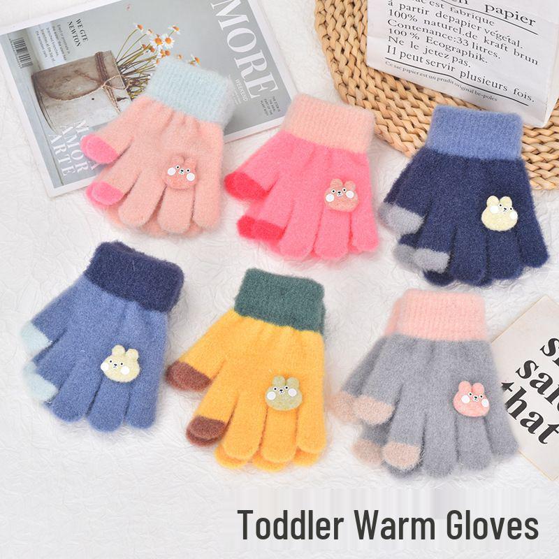 

New Arrival: Windproof Winter Baby Gloves - Warm Five-Finger Design for Boys and Girls