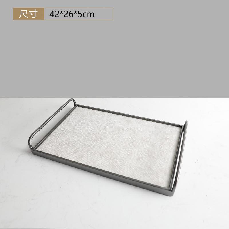 Metal Decorative Tray Leather Storage Tray Modern Minimalist Living Room Coffee Table Desk Organizer Home Decoration Storage